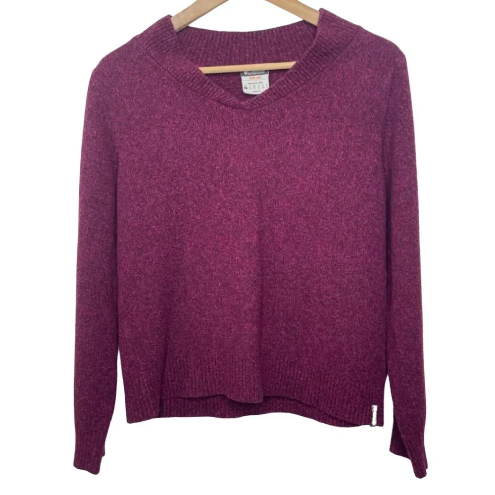 COLUMBIA | XCO Women's Raspberry Red V Neck Long Sleeve Knit Sweater | Size L - Picture 1 of 8